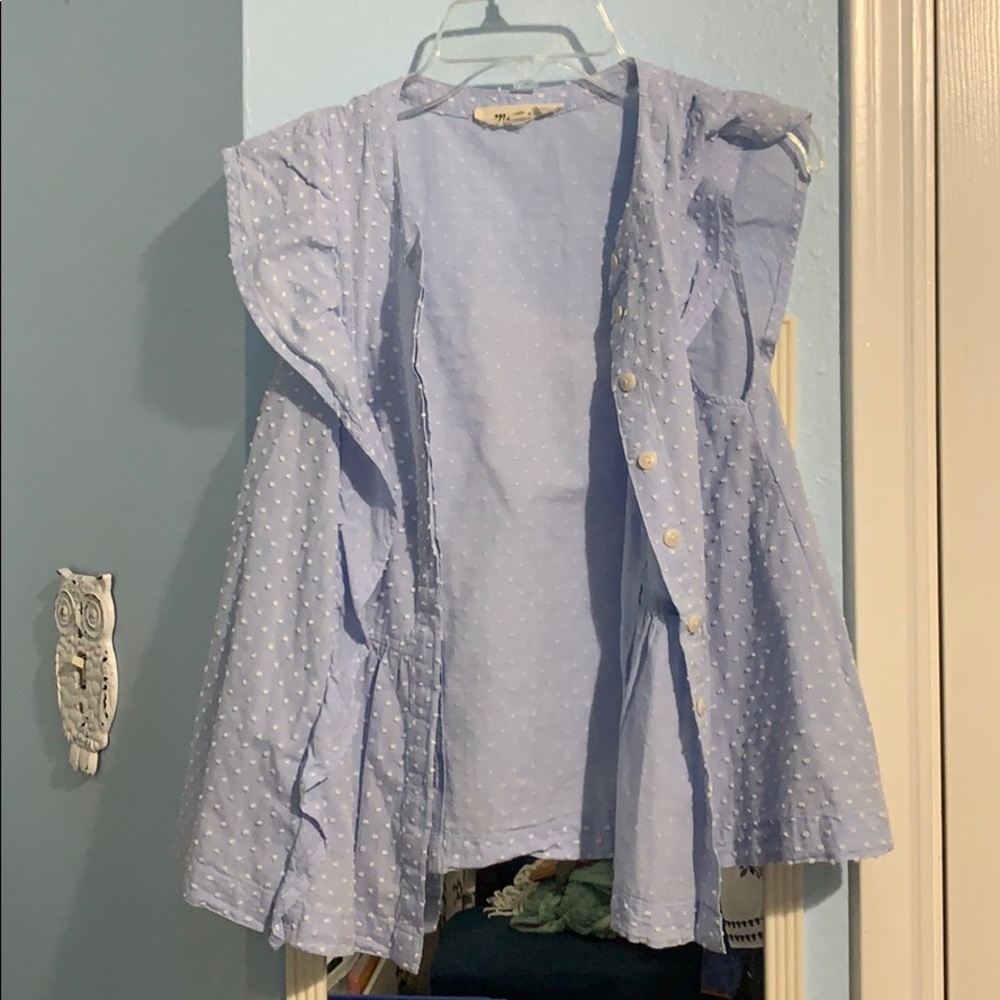 Madewell polka dotted button down top